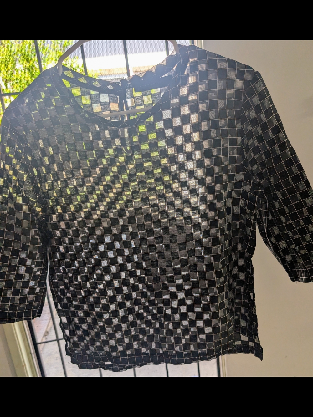 Bundle 3/$20 Black Checkered Sheer Overlay Top